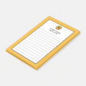 Modernes, trendy Mustard Yellow Monogram Post-it Klebezettel (angewinkelt)