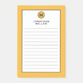 Modernes, trendy Mustard Yellow Monogram Post-it Klebezettel (Vorderseite)