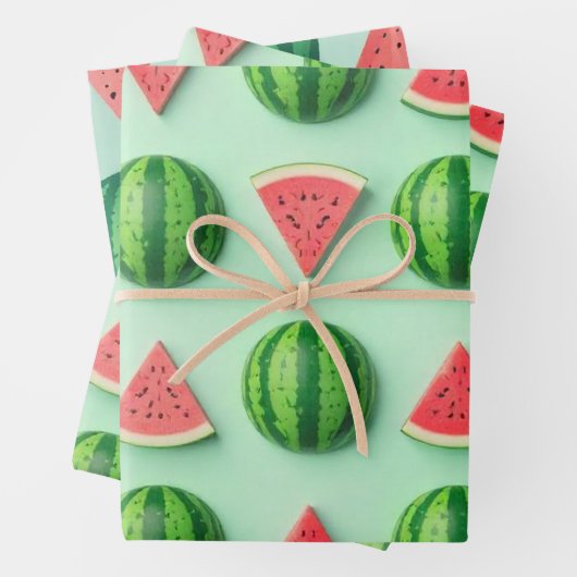 Modernes trendy Niedliches Watermelon-Muster Geschenkpapier Set (Beispiel)