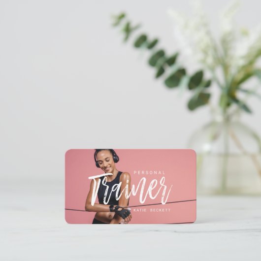 Modernes Trendy Personal Fitness Trainer Foto Visitenkarte (Stehend Vorderseite)