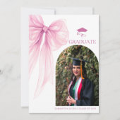 Modernes Trendy Pink Bow Abschluss Foto Ankündigung (Vorderseite)