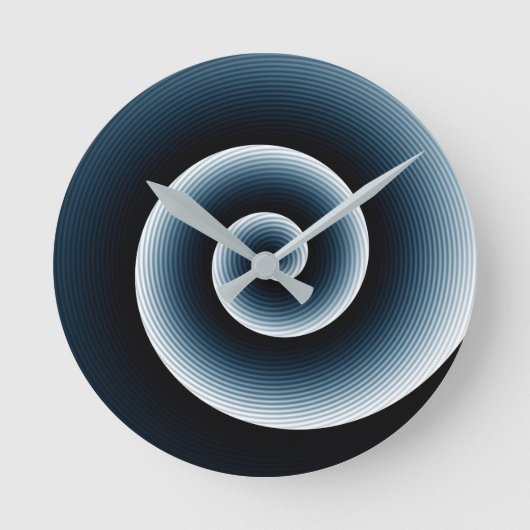 Modernes trendy preußisches Blauer Spiralmuster Runde Wanduhr (Vorderseite)