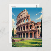 Modernes Trendy Rom Italien Kolosseum Postkarte (Vorne/Hinten)