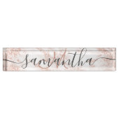 Modernes trendy RosengoldGlitter-Marmormonogramm Namensplakette (Vorderseite)