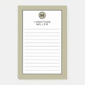Modernes, trendy Sage Green Monogram Linse Post-it Klebezettel (Vorderseite)