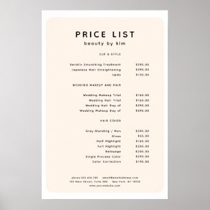Modernes, trendy, Salon Price List Poster