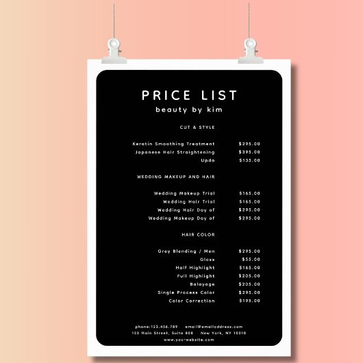 Modernes, trendy, Salon Price List Poster