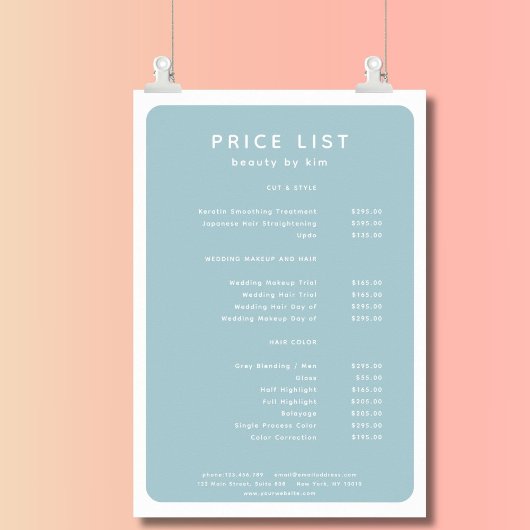 Modernes, trendy, Salon Price List Poster