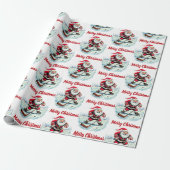 Modernes trendy Santa Playing Ice Hockey Geschenkpapier (Ungerollt)