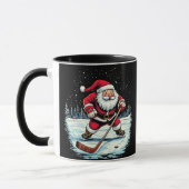 Modernes trendy Santa Playing Ice Hockey Tasse (Links)