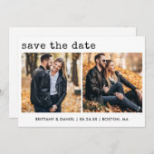 Modernes, trendy Schreibmaschine Text 2 Foto Save The Date (Vorne/Hinten)