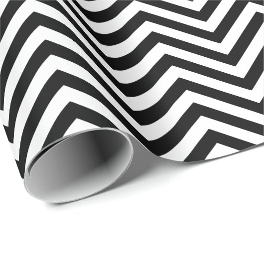 Modernes trendy Schwarz-weißes Zickzack Zigzag-Mus Geschenkpapier (Rolleneckpunkt)