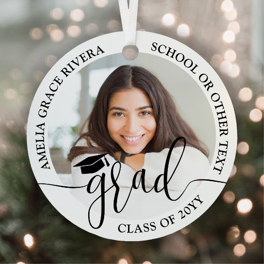 Modernes, trendy Script 2 Round Fotos Abschluss Ornament Aus Metall