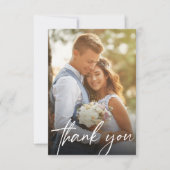 Modernes, trendy Script 2 Wedding Fotos Dankeskarte (Vorderseite)