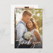 Modernes, trendy Script 2 Wedding Fotos Dankeskarte (Vorne/Hinten)