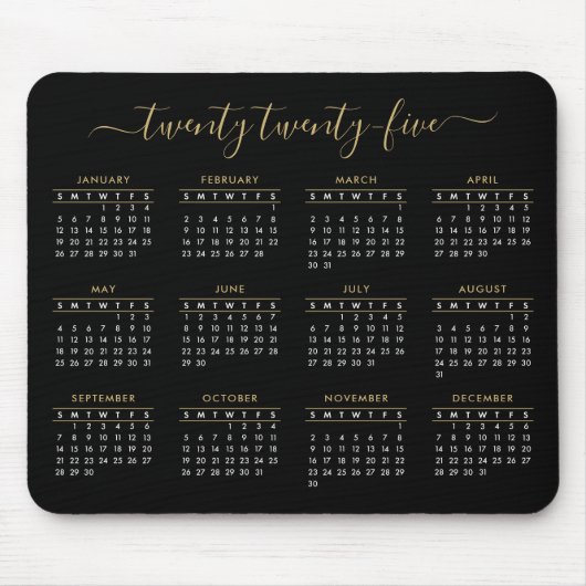 Modernes, trendy Script Black Gold 2023 Kalender Mousepad (Vorne)