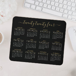 Modernes, trendy Script Black Gold 2024 Kalender Mousepad