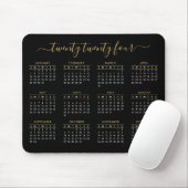 Modernes, trendy Script Black Gold 2024 Kalender Mousepad (Mit Mouse)