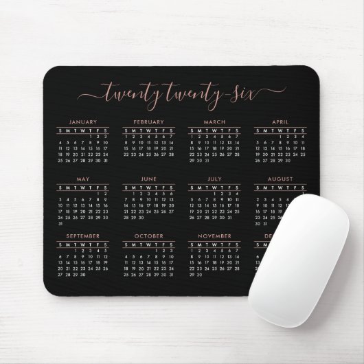 Modernes, trendy Script Black Rose Gold 2026 Kalen Mousepad (Mit Mouse)