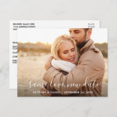 Modernes, trendy Script derselben Liebe Neues Date Postkarte (Vorne/Hinten)