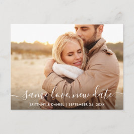 Modernes, trendy Script derselben Liebe Neues Date Postkarte