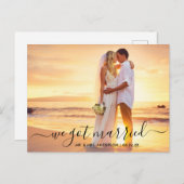 Modernes trendy Script-Foto Wir Got Verheiratet Postkarte (Vorne/Hinten)