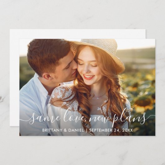 Modernes, trendy Script mit derselben Liebe Neue P Save The Date (Vorne/Hinten)