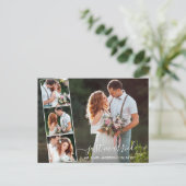 Modernes, trendy Script nur verheiratet 4 Foto Postkarte (Stehend Vorderseite)