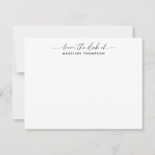 Modernes, trendy Script vom Schreibtisch des Namen Mitteilungskarte (Vorderseite)