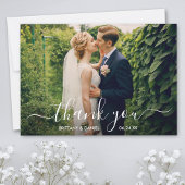 Modernes, trendy Script Wedding Foto Dankeskarte