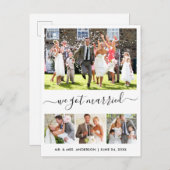 Modernes, trendy Script Wir Got Verheiratet 4 Foto Postkarte (Vorne/Hinten)
