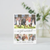 Modernes, trendy Script Wir Got Verheiratet 4 Foto Postkarte (Stehend Vorderseite)