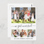 Modernes, trendy Script Wir Got Verheiratet 4 Foto Postkarte (Vorne/Hinten)