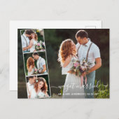 Modernes, trendy Script Wir Got Verheiratet 4 Foto Postkarte (Vorne/Hinten)