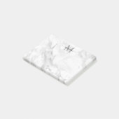Modernes, trendy Silver Gray Marble Monogram Post-it Klebezettel (angewinkelt)