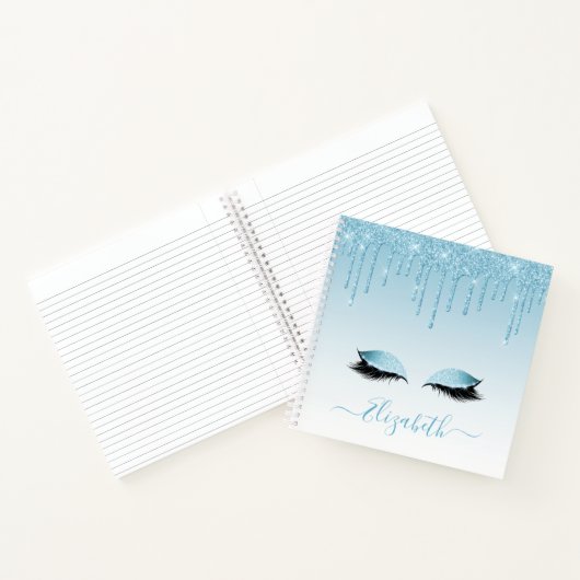 Modernes Trendy Stilvolles Script Blue Glitzer Las Notizblock (Innenseite)