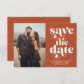 Modernes Trendy Typografy Foto Save the Date (Vorne/Hinten)