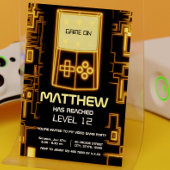 Modernes, trendy Yellow Level Up Gaming Boy Party Einladung