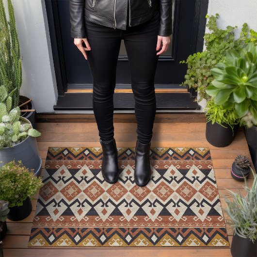 Modernes Tribal Muster Mustard Gelb Fußmatte