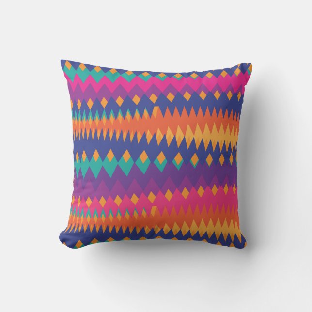 Modernes Tribal ZigZag Vibrant Colors Kissen (Vorderseite)