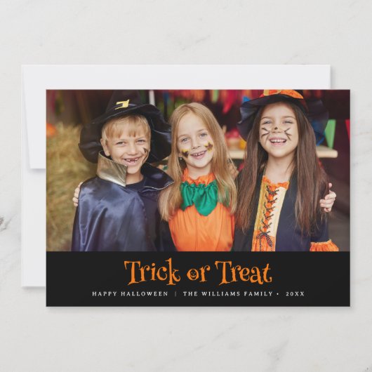 Modernes Trick oder Gutes Halloween-Foto Karte (Vorderseite)