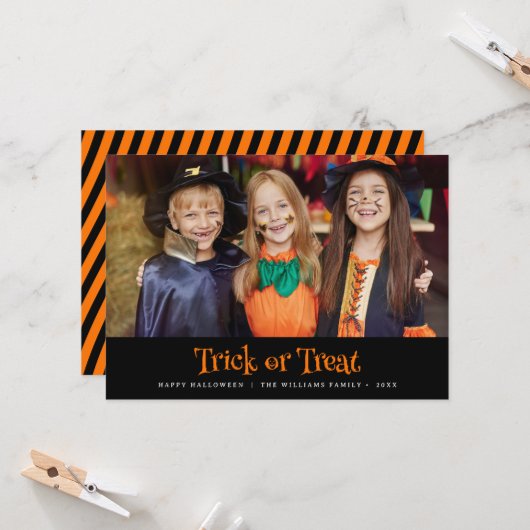 Modernes Trick oder Gutes Halloween-Foto Karte (Vorderseite/Rückseite Beispiel)