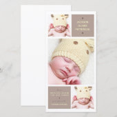 Modernes Trio Foto Baby Girl Geburtserklärung Ankündigung (Vorne/Hinten)