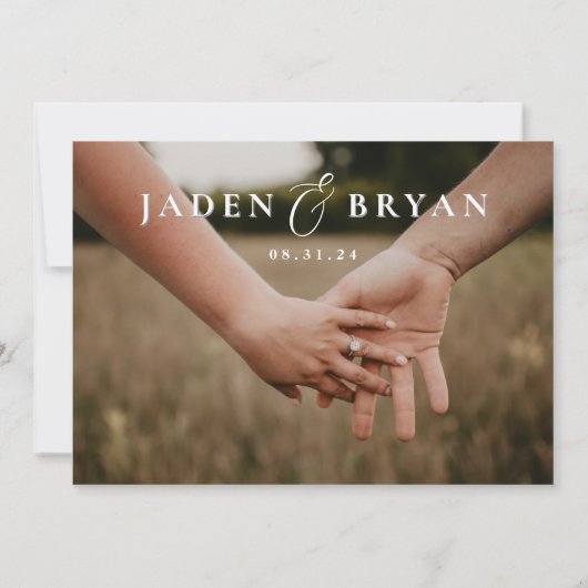 Modernes Trio Save the Date doppelseitig (Rückseite)