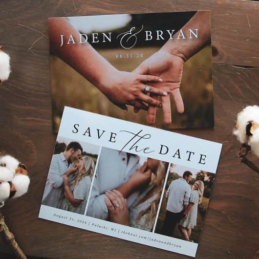 Modernes Trio Save the Date doppelseitig