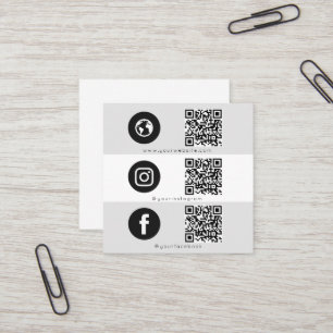 Modernes Triple Icon & QR Code Social Media-Logo Quadratische Visitenkarte