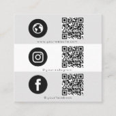 Modernes Triple Icon & QR Code Social Media-Logo Quadratische Visitenkarte (Vorderseite)