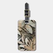 Modernes Tropenleaf Black & Gold Masculin Custom Gepäckanhänger (Vorderseite vertikal)