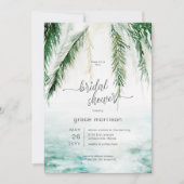 Modernes Tropenwasser & Palmen Brautparty Einladung (Vorderseite)