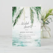 Modernes Tropenwasser & Palmen Brautparty Einladung (Stehend Vorderseite)